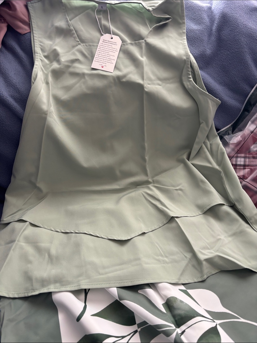 Sage Green Tiered Sleeveless Blouse